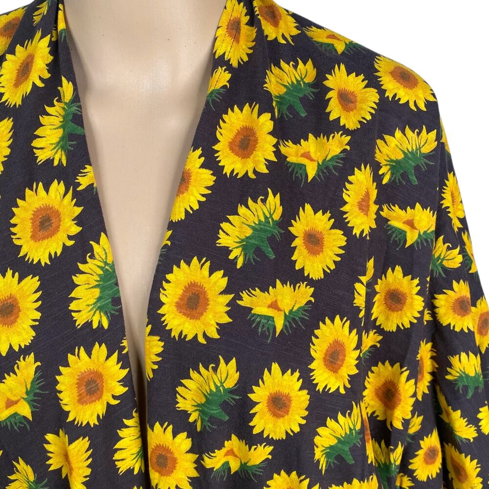Vada Winter Organic Cotton Sunflower Open Cardigan Duster Kimono Pockets M - Picture 3 of 8